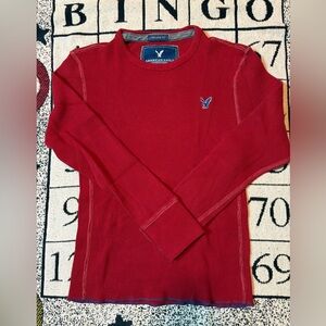 American eagle burgundy waffle knit long sleeve t-shirt